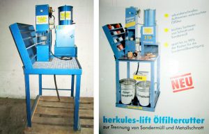 Herkules-lift OELCUT, 2 ton constante persdruk, oliefilter- en verfblikkenpers